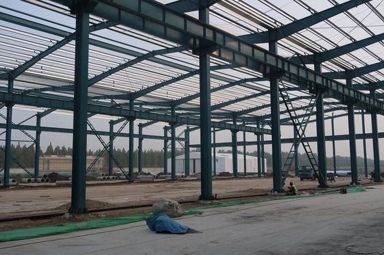 Customized Steel Structure Warehouse With Sloped Roof And Galvanized Steel Gutter