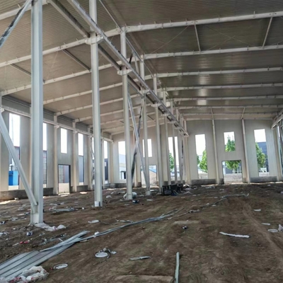 Heavy Industrial Structure Prefabricated Steel Workshops Fireproof With Crane